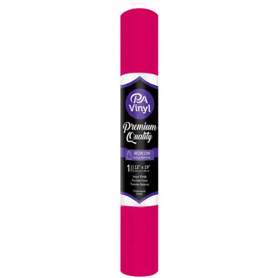 PA Vinyl Flocked Iron On Transfer Film Hot Pink {1}
