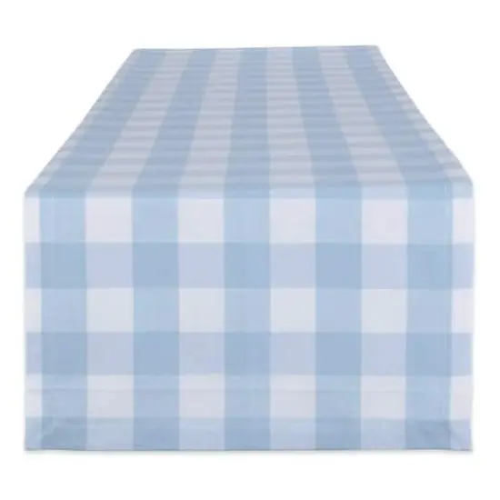 DII&reg; 108" Buffalo Check Table Runner Light Blue/White {1}