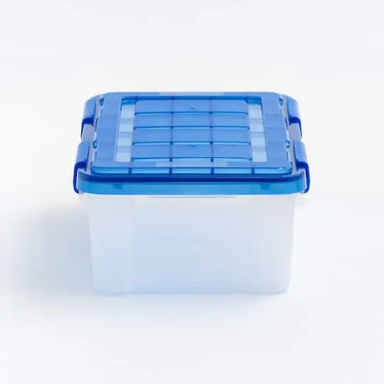 Iris&reg; 4gal. Clear Plastic Storage Boxes With Blue Lid, 6 Pack {5}