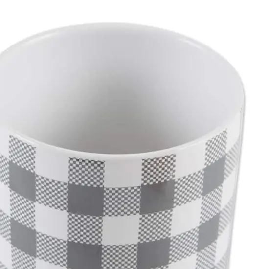 DII&reg; Buffalo Check Ceramic Canister Set Gray and White {6}