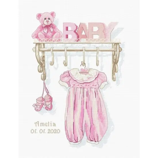 Luca-s Baby Girl Birth Counted Cross Stitch Kit {1}