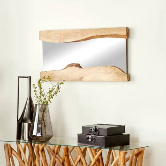 32" Brown Wood Contemporary Wall Mirror Set {8}