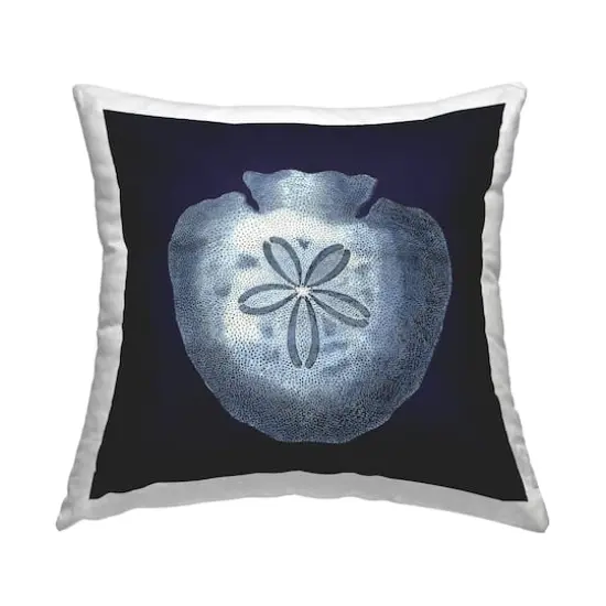 Stupell Industries Distressed Navy and White Sand Dollar Throw Pillow 18" x 18" {1}