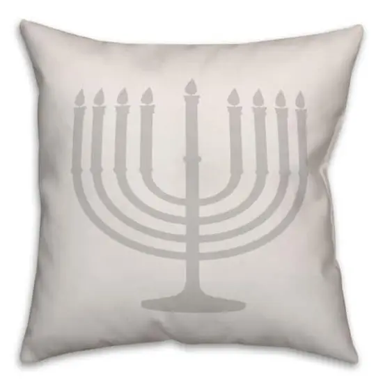 Gray Menorah 18x18 Spun Poly Pillow {1}