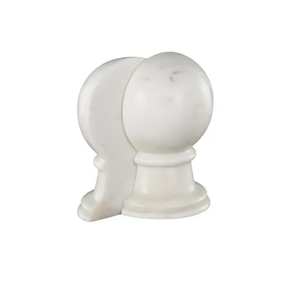 7" White Marble Globe Sleek Orb Decorative Bookends, 2ct. {9}
