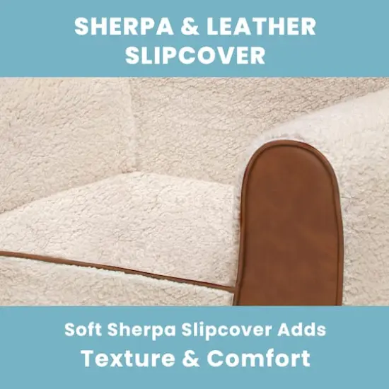 Cozee Sherpa Chair With Brown Leather {5}