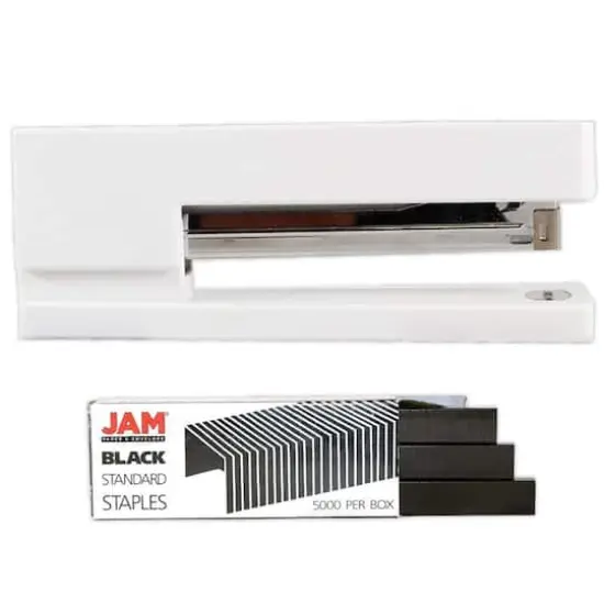 JAM Paper Desk Stapler & Staples Set White/Black {1}