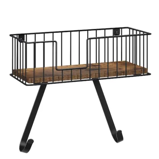 NEX&trade; Black Wall-Mounted Y-Leg Ironing Board Hanger with Storage Basket {1}
