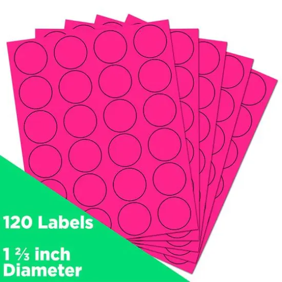 JAM Paper Circle Label Stickers Neon Pink {4}