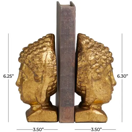 6" Gold Metal Buddha Bookends Set {7}