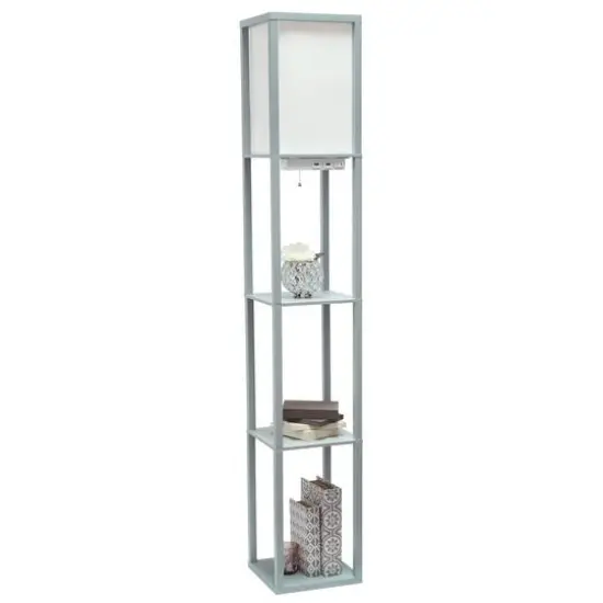 Simple Designs Floor Lamp with 2 USB Charging Ports/1 Outlet Gray {7}