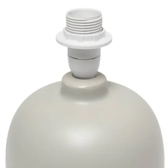 Simple Designs 12" Petite Mid Century Dark Woodgrain Base Table Lamp Light Gray {7}