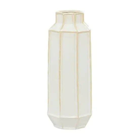 White Ceramic Modern Vase, 7" x 17" {1}