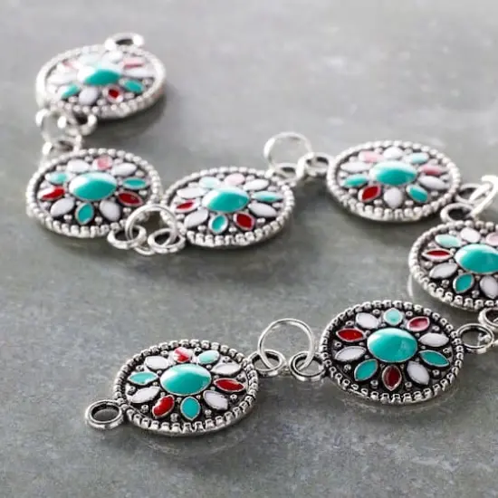Turquoise Flower Enamel Metal Connectors, 15mm by Bead Landing&trade; {3}