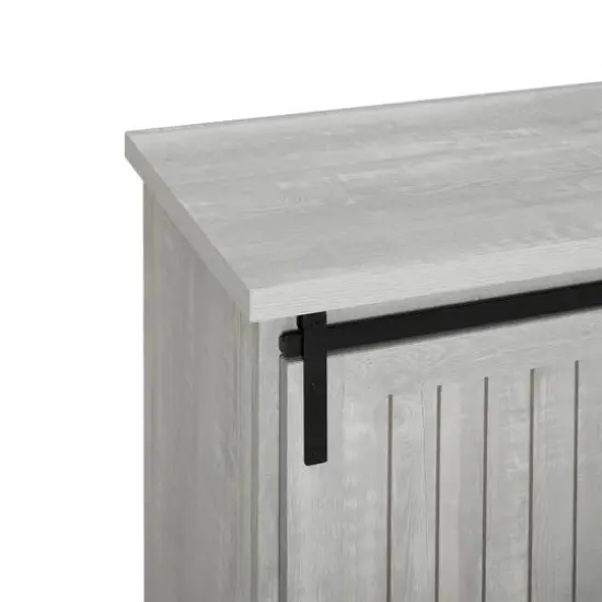Walker Edison 32" Stone Grey Sliding Grooved Door Modern Accent Cabinet {6}