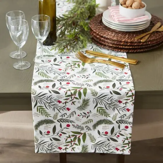 DII&reg; 72" Holiday Sprigs Printed Table Runner {5}