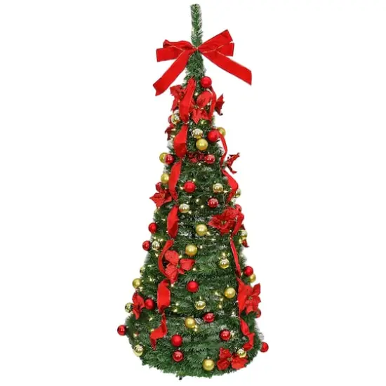 6ft. Pre-Lit Party Pop-Up Artificial Christmas Tree, Warm White LED Lights {1}