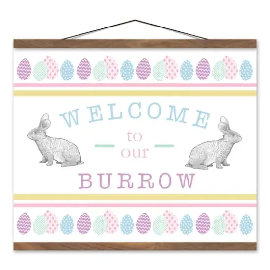 Welcome to Our Burrow 16" x 20" Teak Hanging Canvas {1}