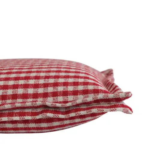 Hello Honey&reg; 18" Red & White Gingham with Flanged Edge Woven Recycled Cotton Pillow {5}