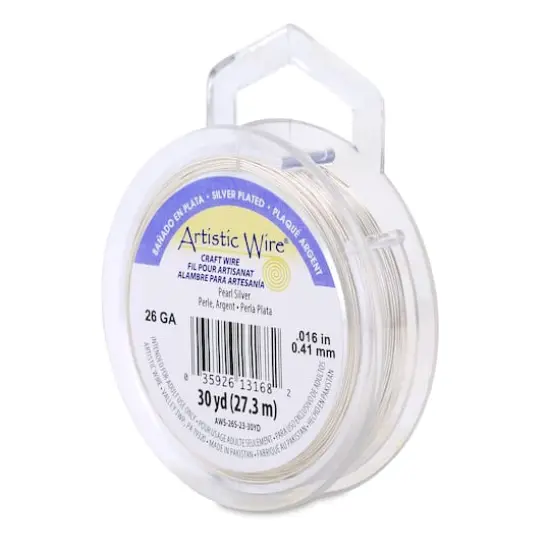 Artistic Wire&reg; 26 Gauge Silver Plated Tarnish Resistant Colored Copper Craft Wire, 30yd. Pearl Silver {1}