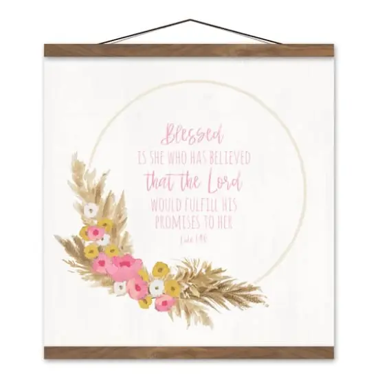 Blessed is She 16" x 16" Teak Hanging Canvas {1}