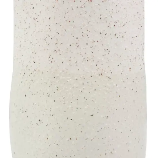16" Cream Ceramic Abstract Wavy Vase with Textured Speckled Detailing {5}