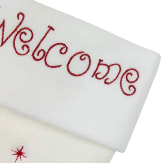 16" Red & White Welcome Snowman Embroidered Christmas Stocking {8}