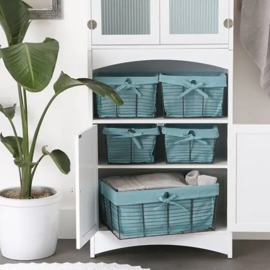 DII&reg; Vintage Gray Wire Basket with Aqua Liner, 5ct. {5}