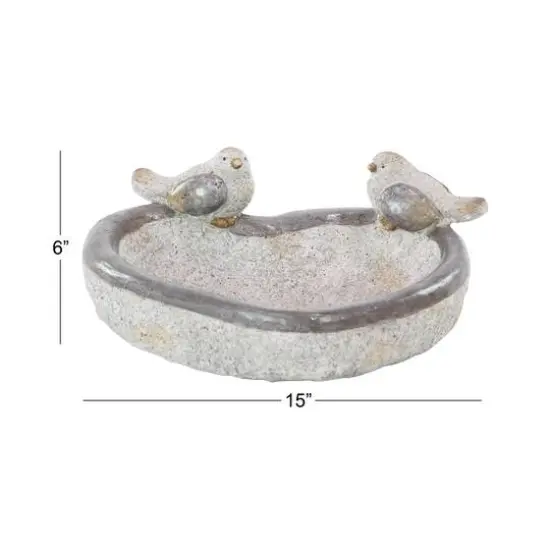 15" Gray Polystone Country Birds Garden Sculpture {9}