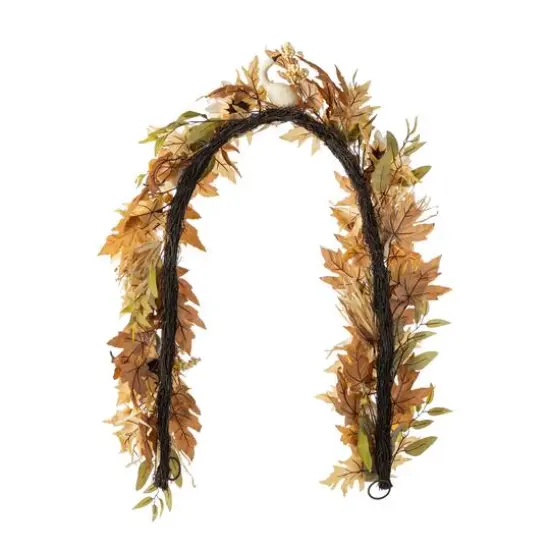 Glitzhome&reg; 72" Fall Neutral Sunflower, Pumpkin and Leaf Garland {8}