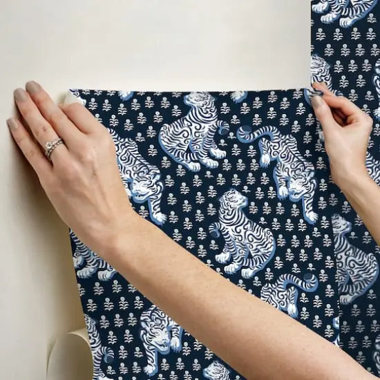 PrintFresh Tiger Queen Navy Peel & Stick Wallpaper {5}