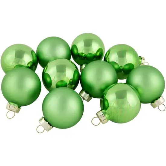 10ct. 2" Grass Green 2-Finish Glass Ball Ornaments {4}