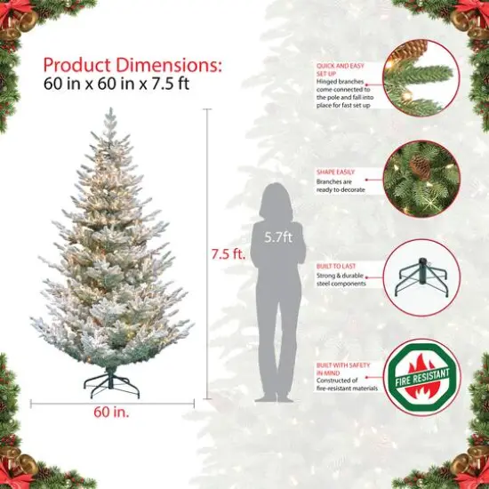 7.5ft. Pre-Lit Flocked Hillside Spruce Artificial Christmas Tree, Clear Lights {7}