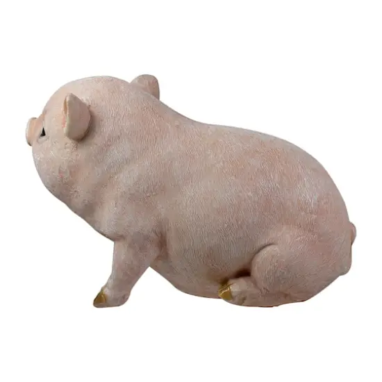 12.5" Realistic Pink Piglet Outdoor Garden Statue {5}