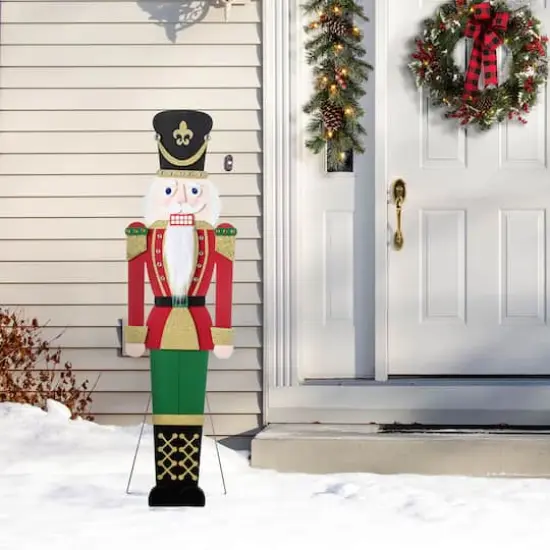 Glitzhome&reg; 60" Christmas Wooden Traditional Nutcracker Porch Decor {5}