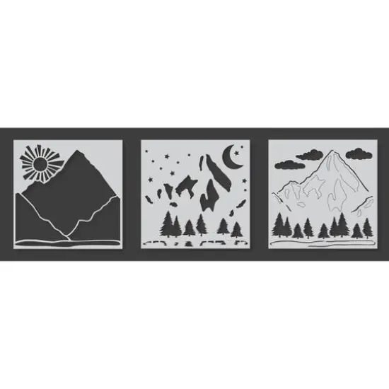 PA Essentials 6'' x 6'' Mountain Scene Layer Pack Stencil Set, 3ct. {3}