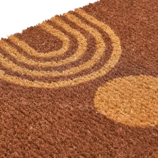 Natural Coir Doormat with Rainbow and Circle {3}