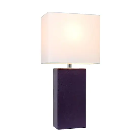 Lalia Home Lexington 21" Leather Home D&eacute;cor Table Lamp Eggplant Purple {3}