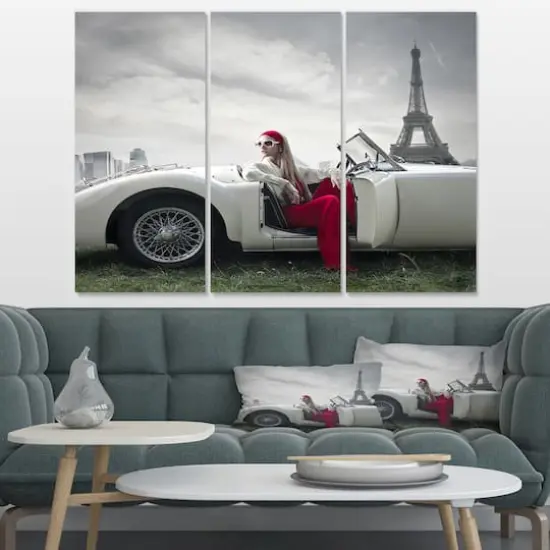 Designart - Fashion Woman in Car - Cars Canvas Art Print {3}