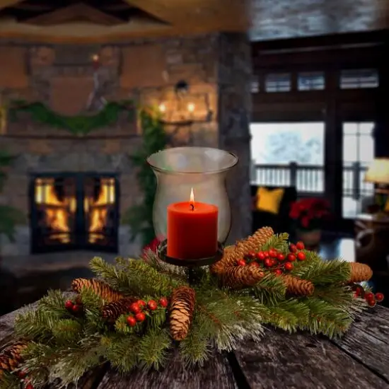 Crestwood Spruce Candle Holder with Glass Cup Centerpiece {3}