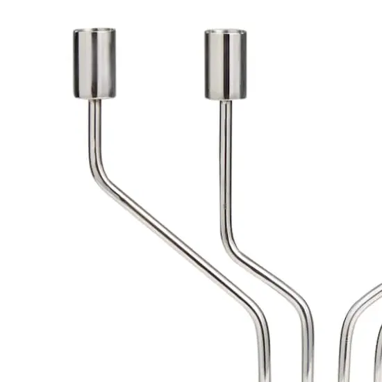 13" Silver Stainless Steel Abstract Angled Candelabra {6}