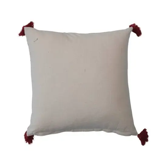 Hello Honey&reg; 18" Red, White & Gold Printed Cotton Pillow with Tassels {4}