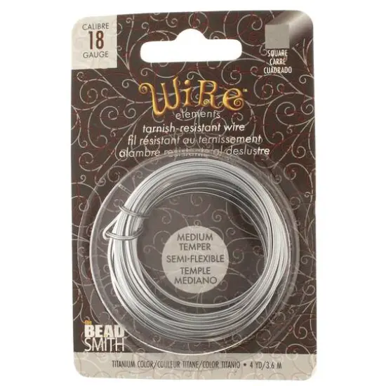 The Beadsmith&reg; Wire Elements&trade; 18 Gauge Tarnish Resistant Medium Temper Square Wire, 4yd. Titanium {1}