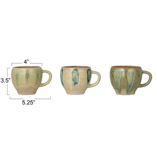 Hello Honey® 12oz. Green & Blue Geometric Stoneware Mug Set {12}