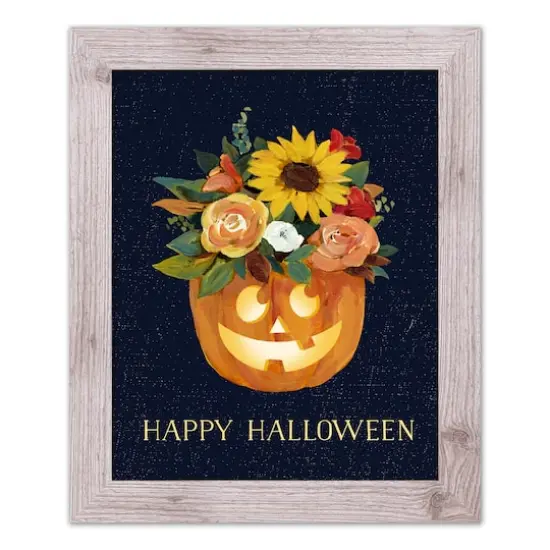 Floral Jackolantern 16" x 20" Western White Framed Print {1}