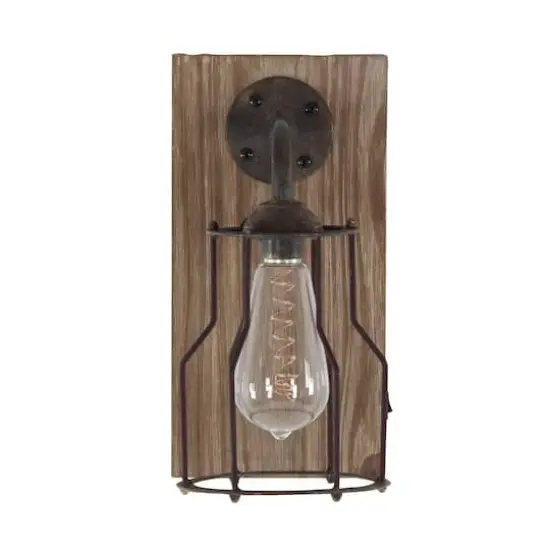 11" Brown Iron Industrial LED Wall Sconce {5}