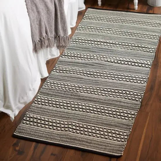 DII&reg; Black Dobby Stripe Hand-Loomed Rug, 2.5ft. x 6ft. {6}