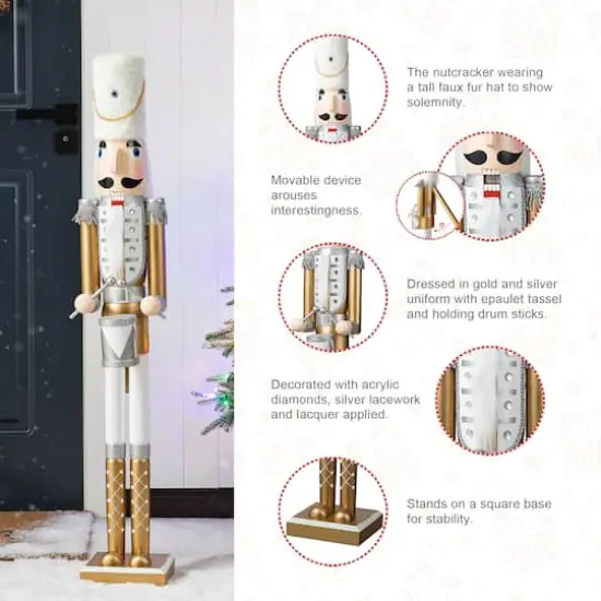 Glitzhome&reg; 42" Gold & White Christmas Nutcracker  {8}