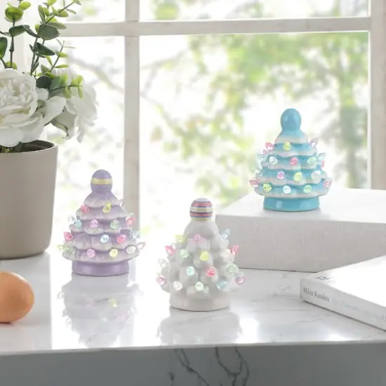 Mr. Cottontail 4" Ceramic Easter Trees Set {3}