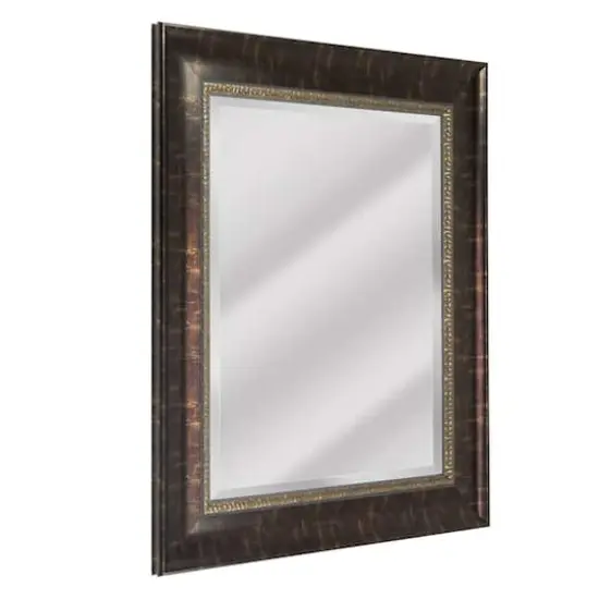 Head West Bronze Distressed 30.5" x 36.5" Framed Beveled Accent Vanity Mirror {1}